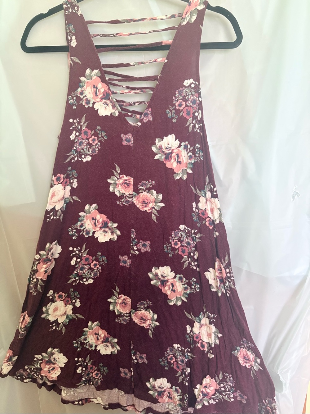 Rue21 Burgundy Floral Backless Strappy Sundress